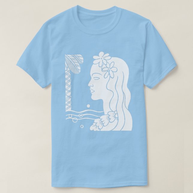 White Hula Girl Head T-Shirt (Design Front)
