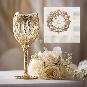 White Hummingbird Coined Cocktail Napkins