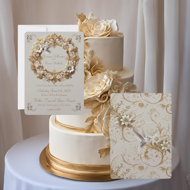 White Hummingbird Collection Round Frame  Invitation (Creator Uploaded)