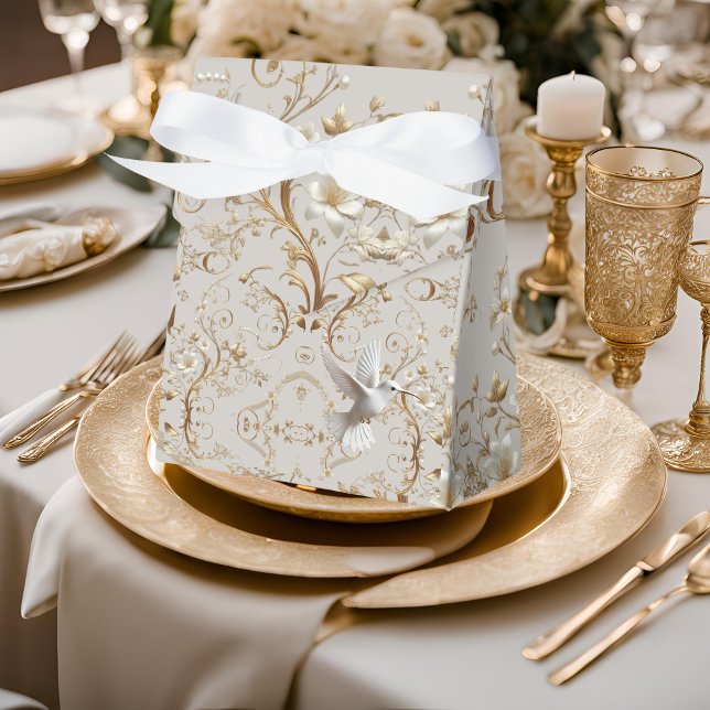 White Hummingbird Floral Favour Box (Creator Uploaded)