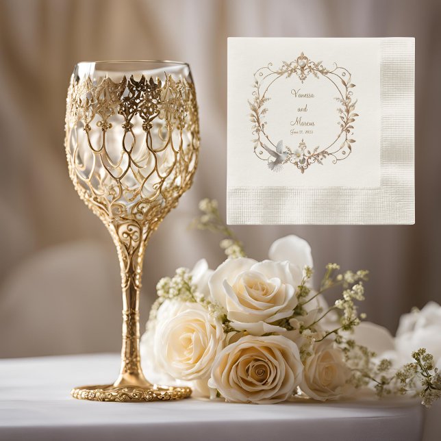 White Hummingbird Minimalist Coined Cocktail  Napkin (Creator Uploaded)