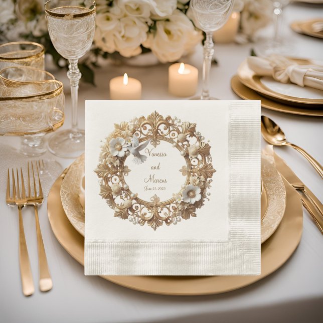 White Hummingbird Minimalist Coined Luncheon  Napkin (Creator Uploaded)