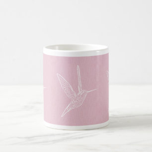 White Hummingbird Pink Background Coffee Mug