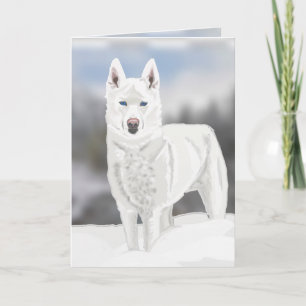 White Husky Blank Greeting Card