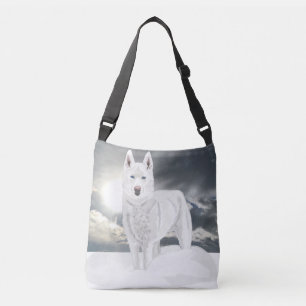 White Husky in Snow Crossbody Bag