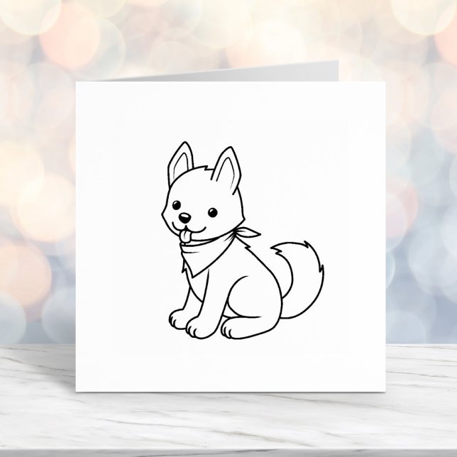White Husky Puppy Dog Colour Me Self-inking Stamp (Creator Uploaded)