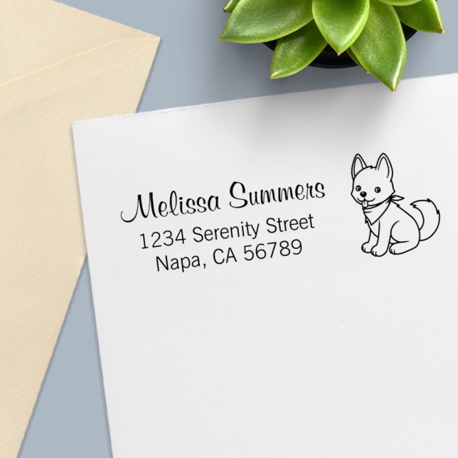 White Husky Puppy Dog Return Address Self-inking Stamp (Creator Uploaded)