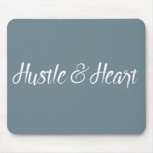 White Hustle and Heart Typography Mouse Pad (Front)