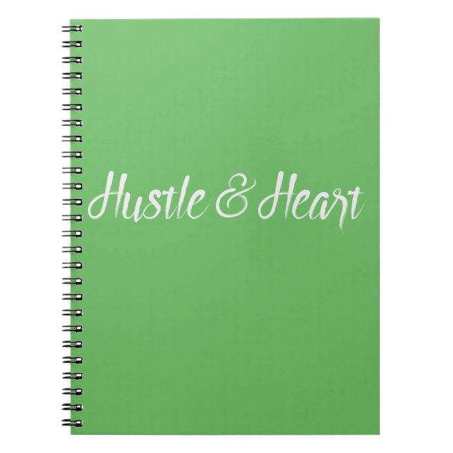White Hustle and Heart Typography Notebook (Front)
