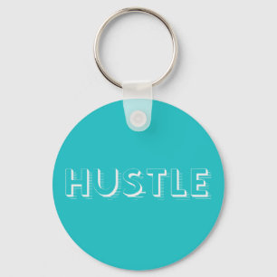 White Hustle Modern Typography Key Ring