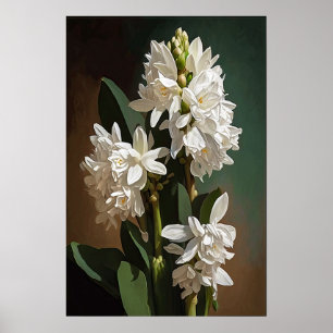 White Hyacinth Flower Art Print Poster