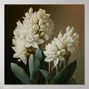 White Hyacinth Flower Art Print Poster