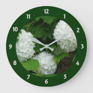 White Hydrangea Annabelle Flowering Plant Floral Large Clock