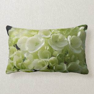 White Hydrangea Blossoms Lumbar Cushion