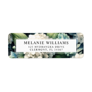 White Hydrangea Botanical Custom Return Address Label