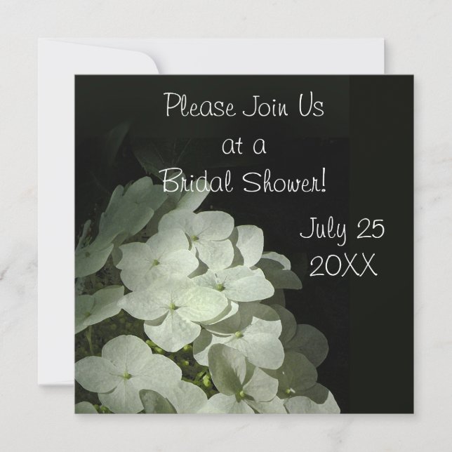 White Hydrangea Bridal Shower Invitation (Front)