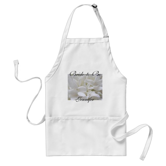 White Hydrangea "Bride-to-Be" apron (Front)