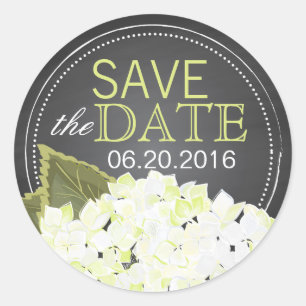 White Hydrangea Chalkboard Save the Date Label