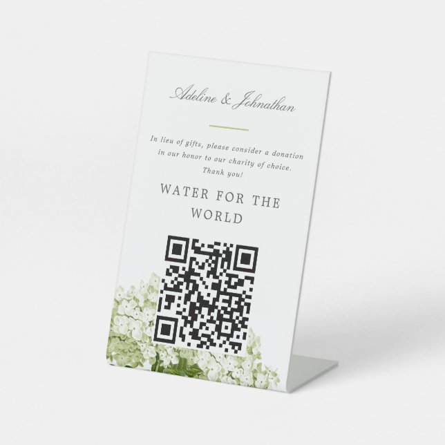 White Hydrangea Charity Donation Sign (Front)