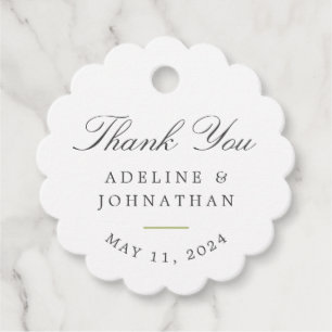 White Hydrangea Elegant Wedding Thank You Favour Tags