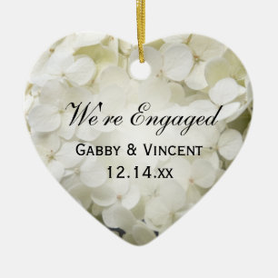 White Hydrangea Engagement Ceramic Tree Decoration