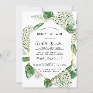 White Hydrangea Floral Botanical Bridal Shower Invitation