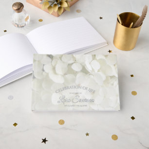White Hydrangea Floral Celebration of Life Guest Book