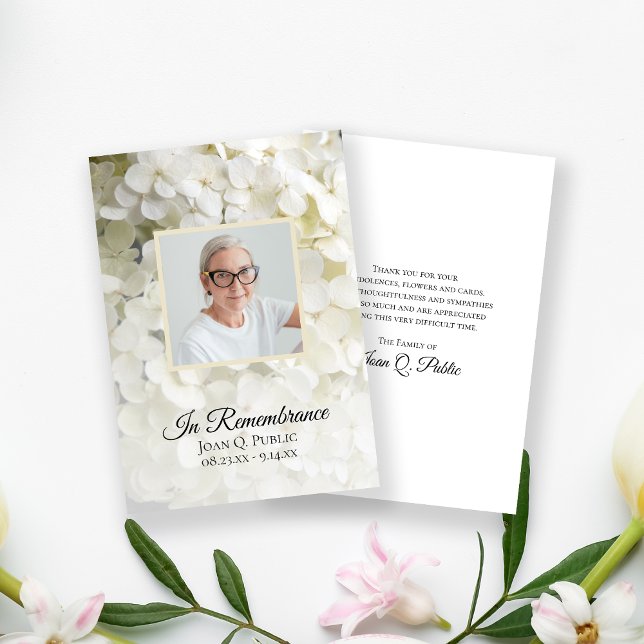 White Hydrangea Floral Funeral Sympathy Thank You Card (Creator Uploaded)