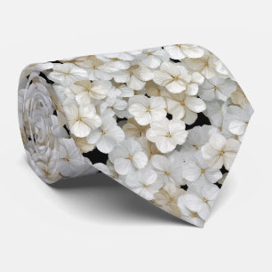 White Hydrangea Floral Pattern Tie