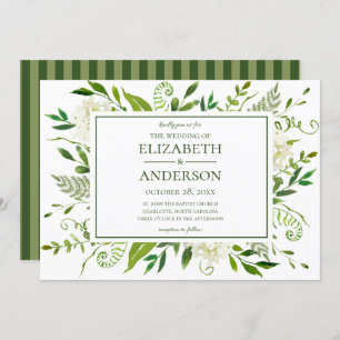 White Hydrangea Floral Watercolor Wedding Invitation