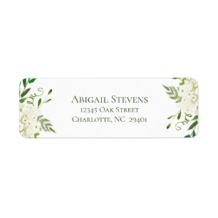 White Hydrangea Floral Wedding Return Address Label