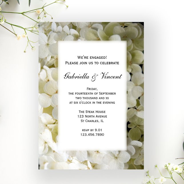 White Hydrangea Flower Engagement Party Invitation (Creator Uploaded)
