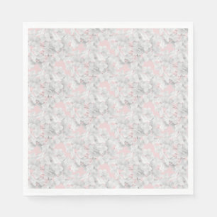 White Hydrangea Flower Petals On Pink Napkin