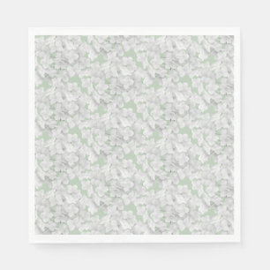 White Hydrangea Flower Petals On Sage Napkin