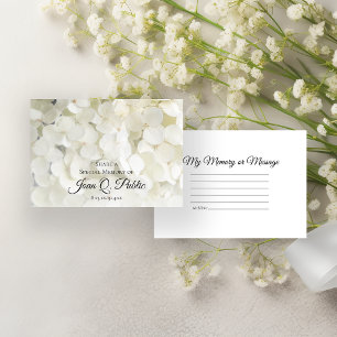 White Hydrangea Flower Share a Memory Funeral  Card