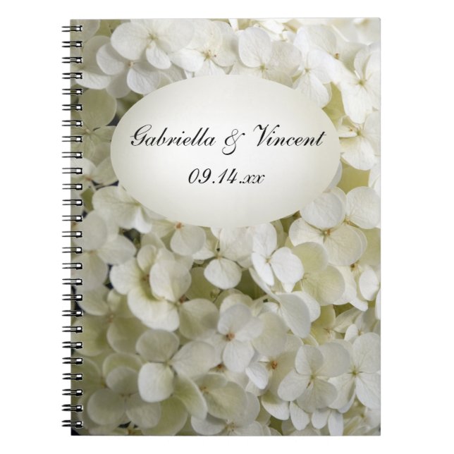 White Hydrangea Flower Wedding Notebook (Front)