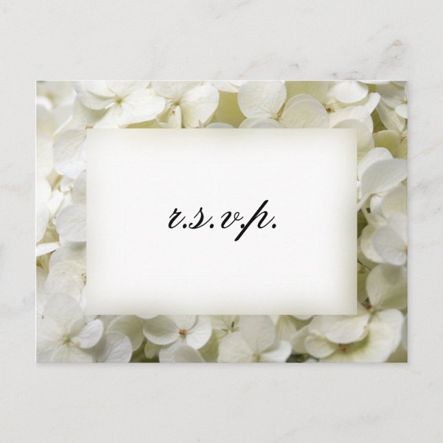 White Hydrangea Flower Wedding RSVP Response Invitation Postcard (Front)