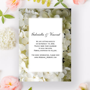 White Hydrangea Flower Wedding Save the Date Invitation