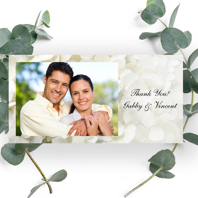 White Hydrangea Flower Wedding Thank You Card (Creator Uploaded)
