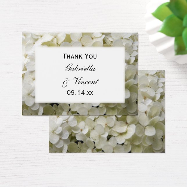 White Hydrangea Flower Wedding Thank You Favor Tag (Desk)