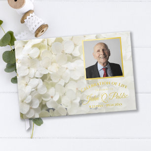 White Hydrangea Flowers Celebration of Life Guest Book