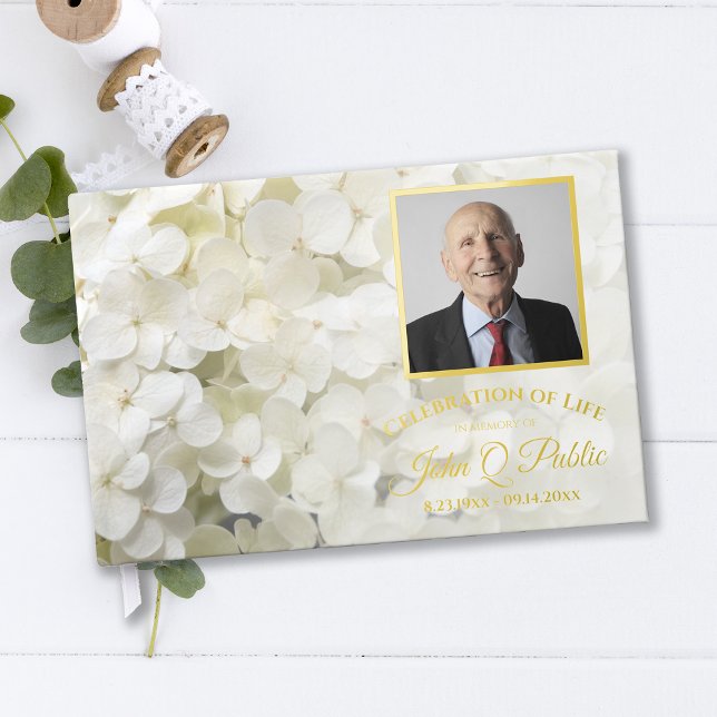 White Hydrangea Flowers Celebration of Life Guest Book (Creator Uploaded)