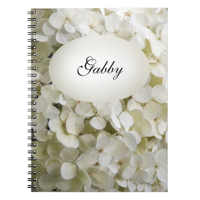 White Hydrangea Flowers Notebook (Front)