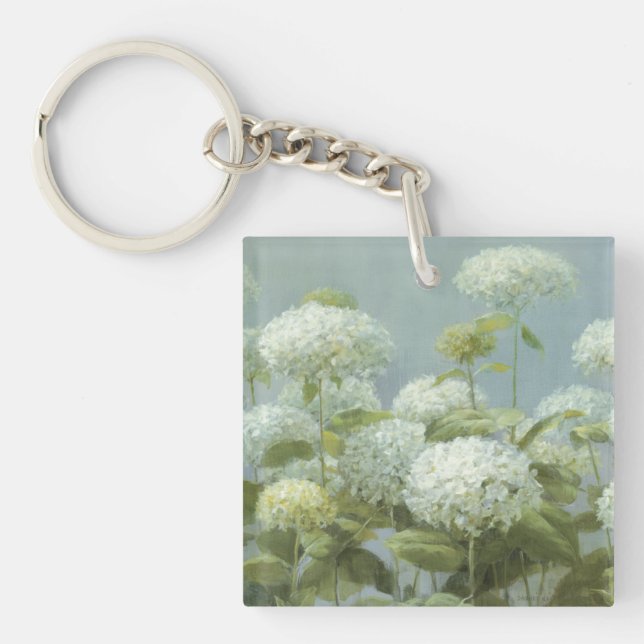 White Hydrangea Garden Key Ring (Front)