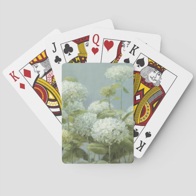 White Hydrangea Garden Playing Cards (Back)