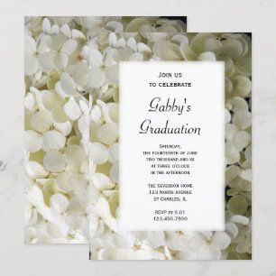 White Hydrangea Graduation Party Invitation