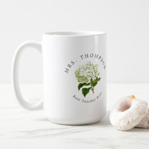 White Hydrangea Grand-millennial Best Teacher Coffee Mug