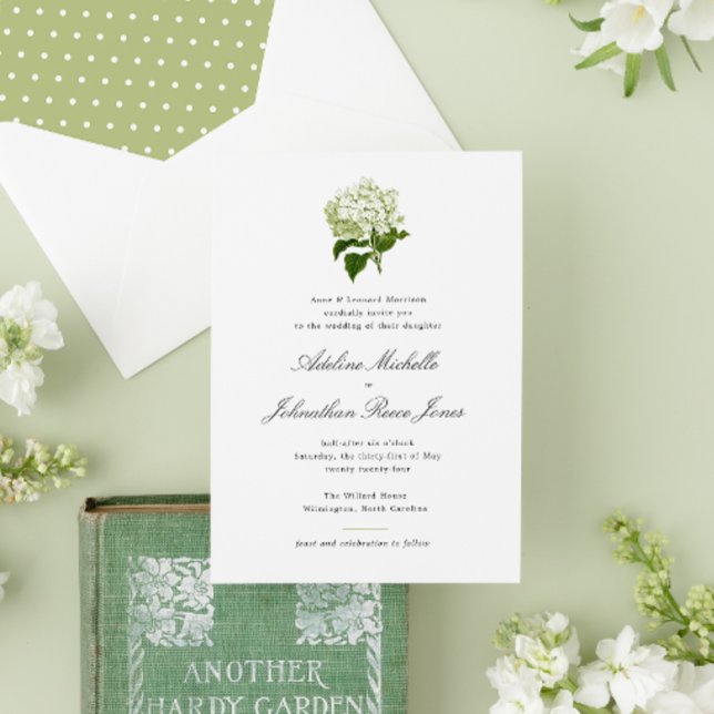 White Hydrangea Grandmillennial Wedding Invitation (Creator Uploaded)
