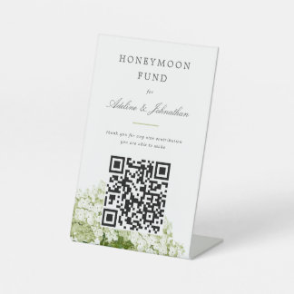 White Hydrangea Honeymoon Fund Donation Sign
