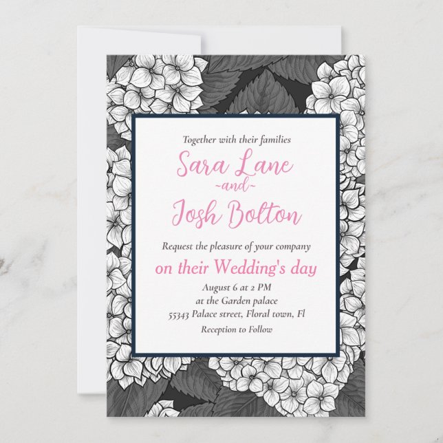 White hydrangea invitation (Front)
